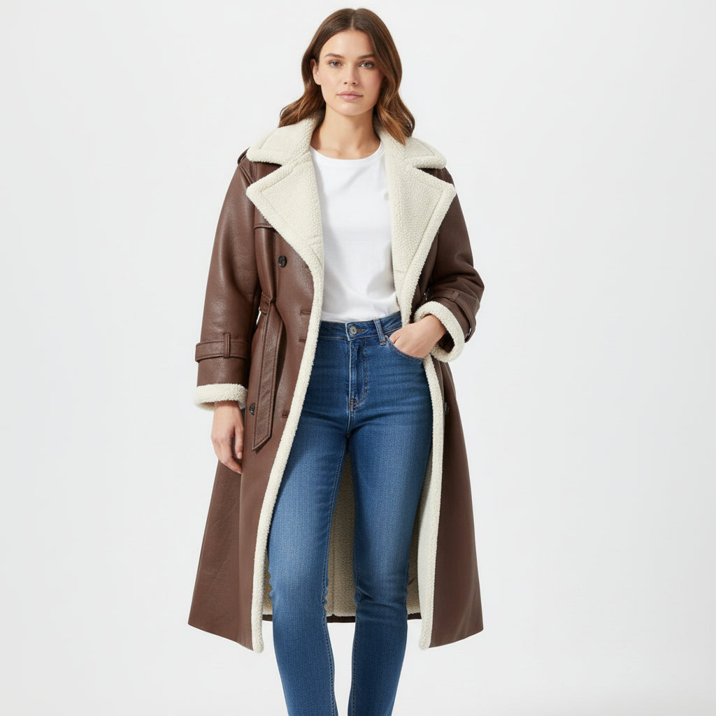 Women’s Double Breasted Long Trench Coat Classic Windbreaker Outerwear-Bon Voyage Vintage