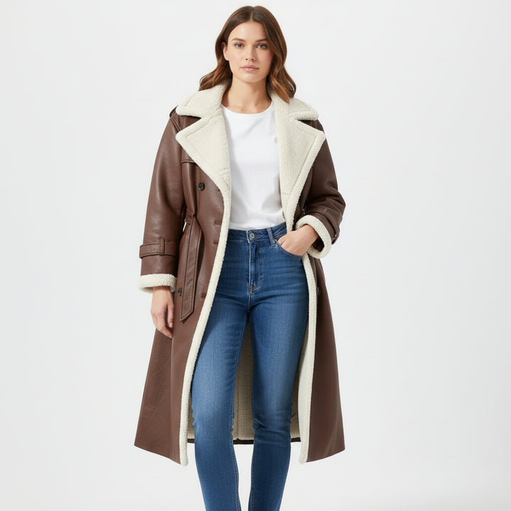 Women’s Double Breasted Long Trench Coat Classic Windbreaker Outerwear-Bon Voyage Vintage