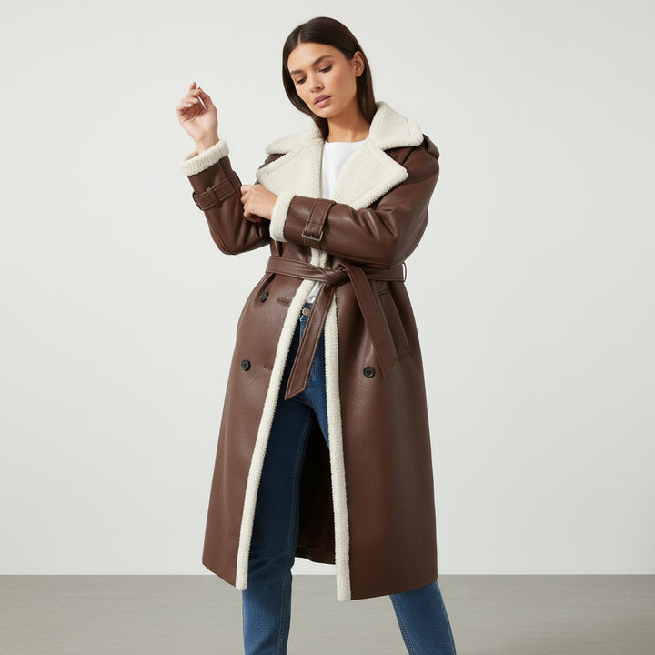 Women’s Double Breasted Long Trench Coat Classic Windbreaker Outerwear-Bon Voyage Vintage