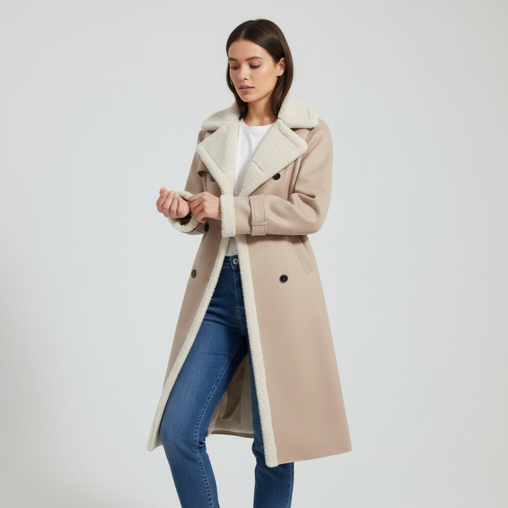 Women’s Double Breasted Long Trench Coat Classic Windbreaker Outerwear-Bon Voyage Vintage