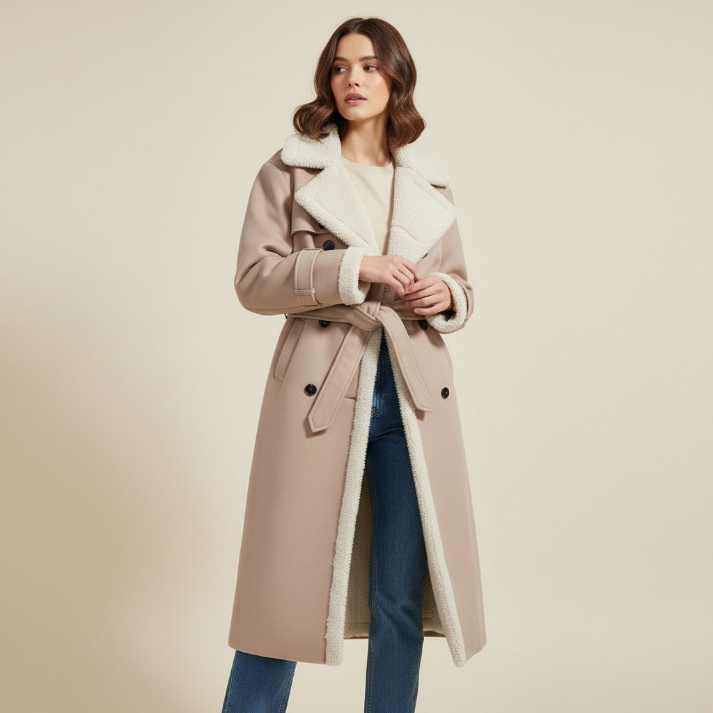 Women’s Double Breasted Long Trench Coat Classic Windbreaker Outerwear-Bon Voyage Vintage