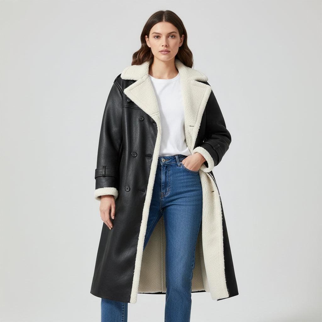 Women’s Double Breasted Long Trench Coat Classic Windbreaker Outerwear-Bon Voyage Vintage