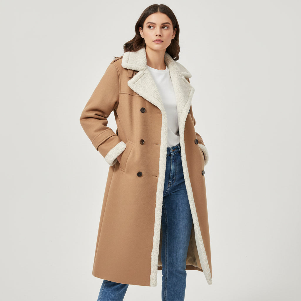 Women’s Double Breasted Long Trench Coat Classic Windbreaker Outerwear-Bon Voyage Vintage