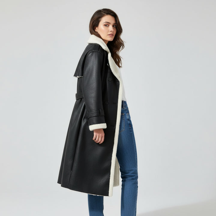 Women’s Double Breasted Long Trench Coat Classic Windbreaker Outerwear-Bon Voyage Vintage