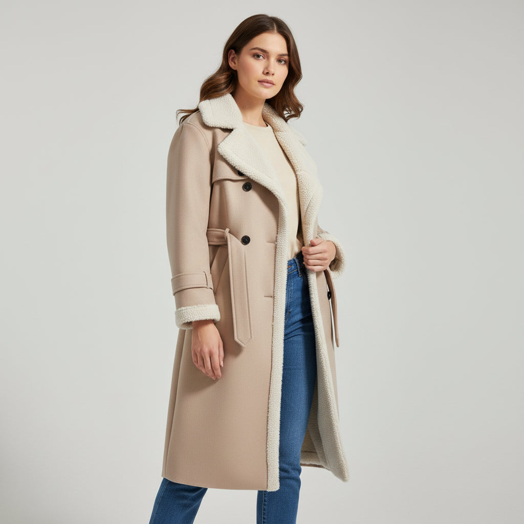 Women’s Double Breasted Long Trench Coat Classic Windbreaker Outerwear-Bon Voyage Vintage