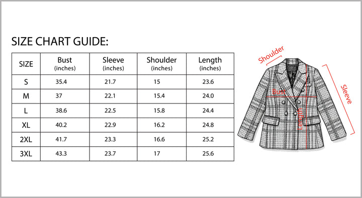 Women's Elegant Checkered Long Sleeve Blazer-Bon Voyage Vintage