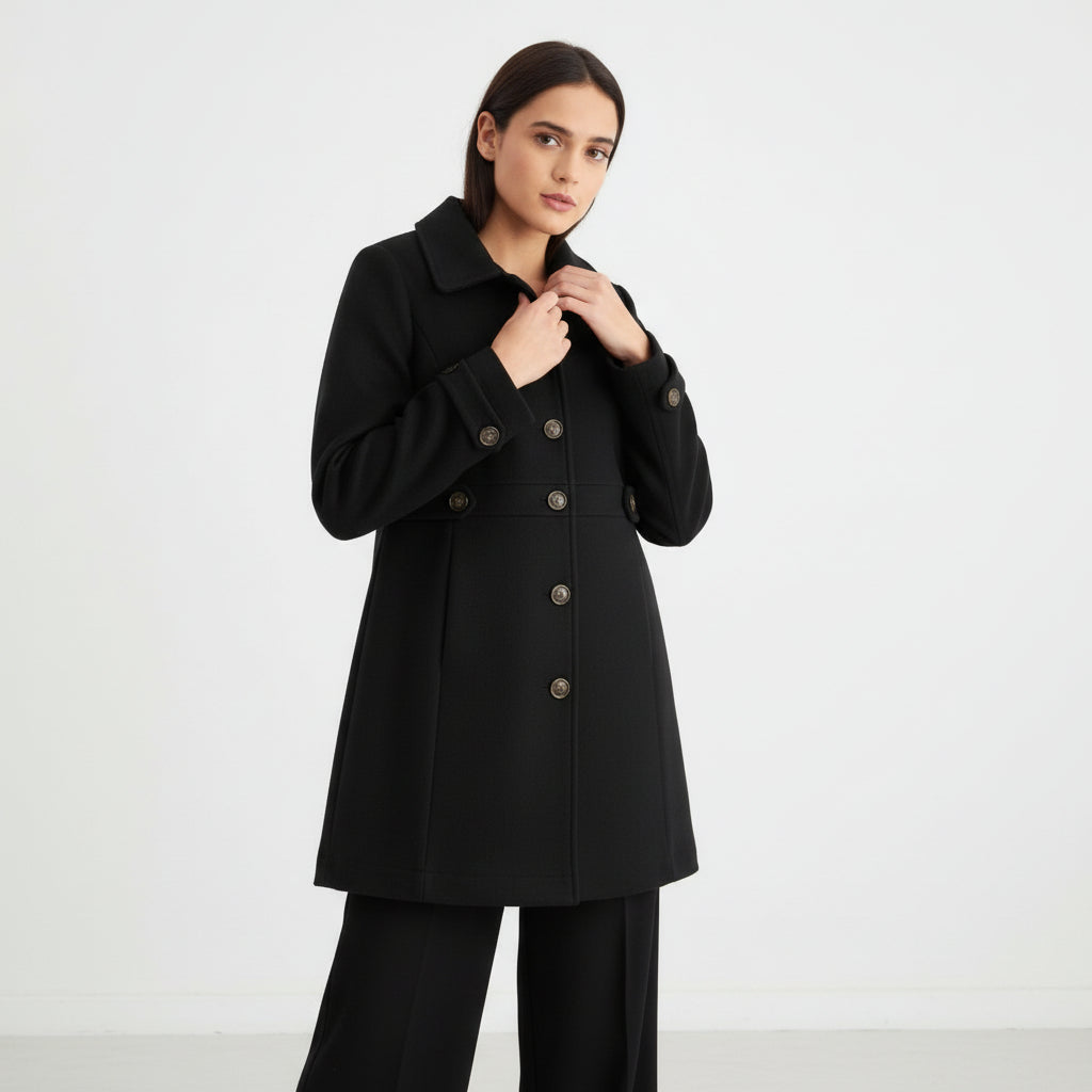 Women’s Elegant Woolen Coat Single-Breasted Lapel Mid-Length Jacket-Bon Voyage Vintage