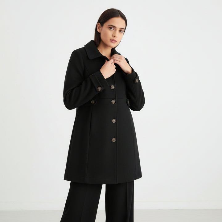 Women’s Elegant Woolen Coat Single-Breasted Lapel Mid-Length Jacket-Bon Voyage Vintage