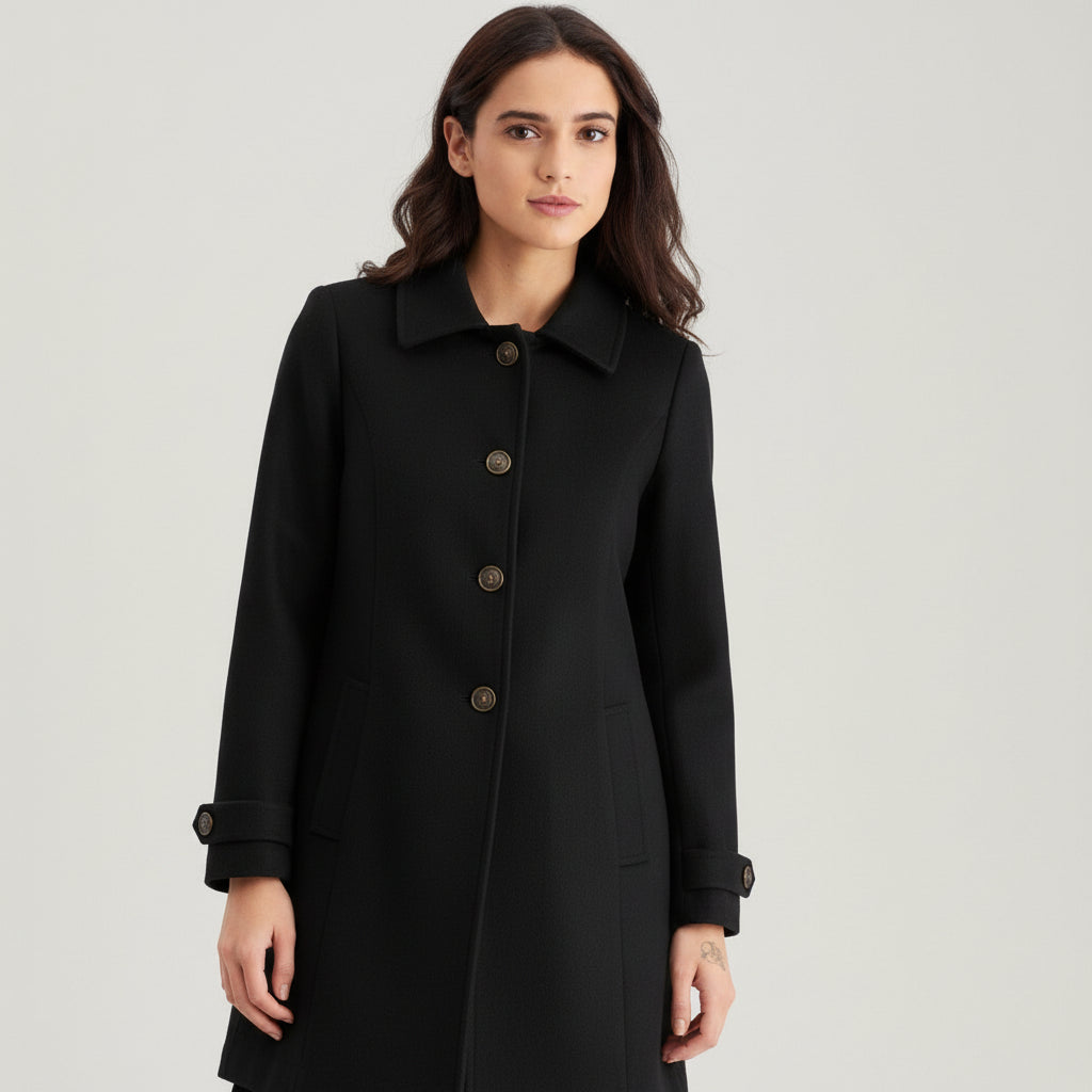 Women’s Elegant Woolen Coat Single-Breasted Lapel Mid-Length Jacket-Bon Voyage Vintage