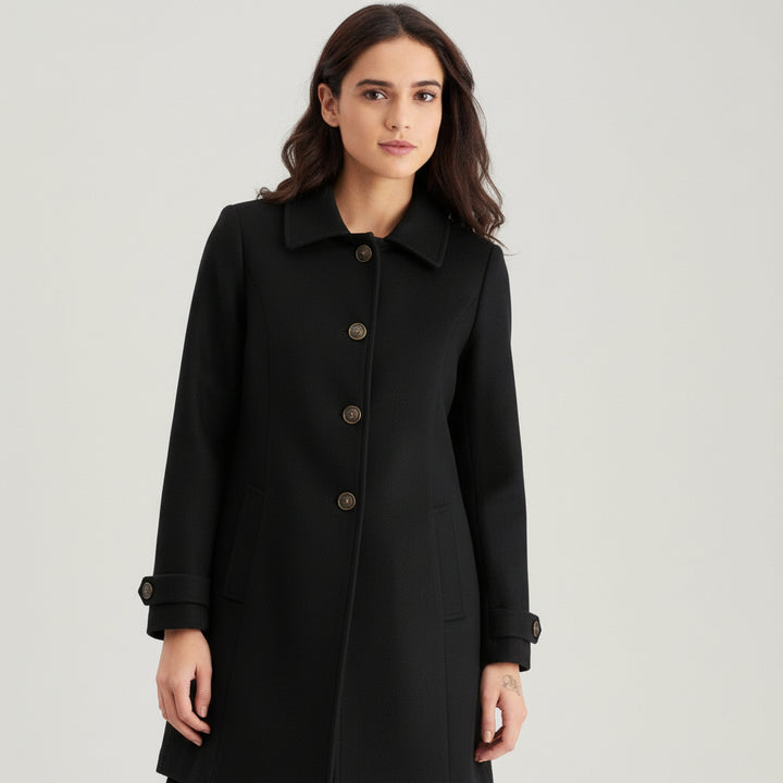 Women’s Elegant Woolen Coat Single-Breasted Lapel Mid-Length Jacket-Bon Voyage Vintage