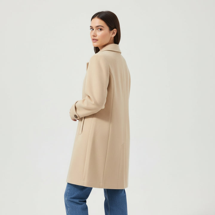 Women’s Elegant Woolen Coat Single-Breasted Lapel Mid-Length Jacket-Bon Voyage Vintage