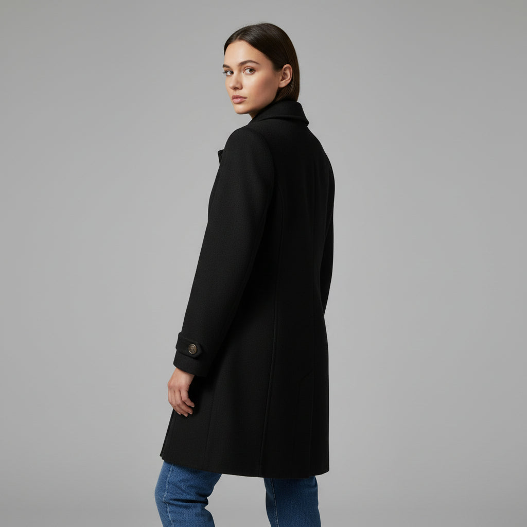 Women’s Elegant Woolen Coat Single-Breasted Lapel Mid-Length Jacket-Bon Voyage Vintage