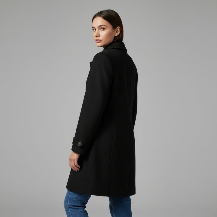 Women’s Elegant Woolen Coat Single-Breasted Lapel Mid-Length Jacket-Bon Voyage Vintage