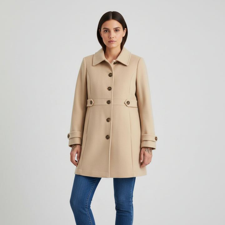 Women’s Elegant Woolen Coat Single-Breasted Lapel Mid-Length Jacket-Bon Voyage Vintage