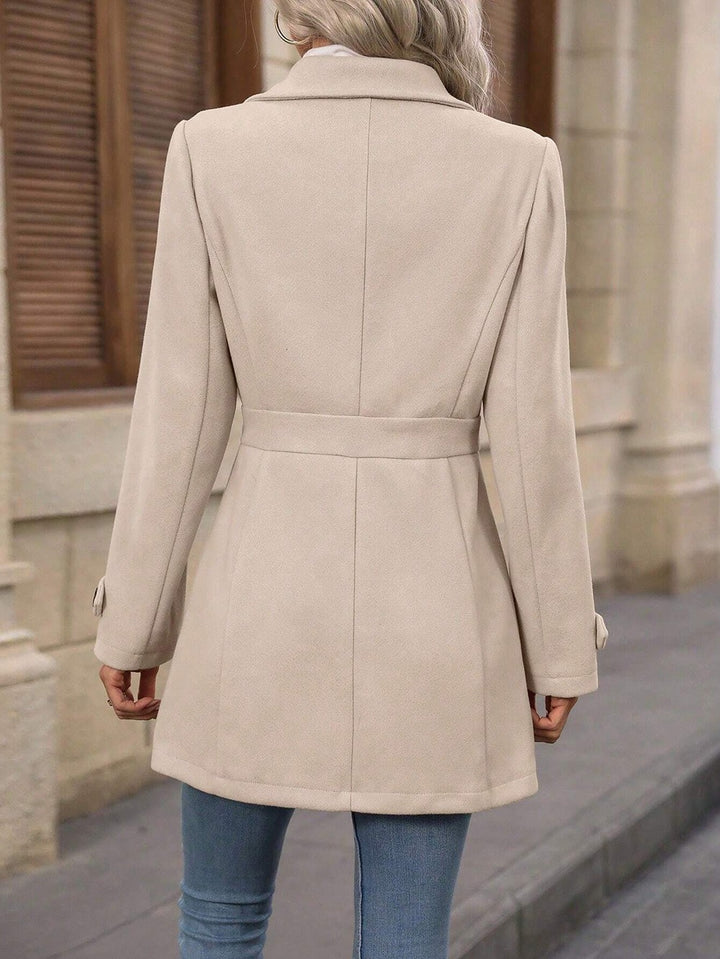 Women’s Elegant Woolen Coat Single-Breasted Lapel Mid-Length Jacket-Bon Voyage Vintage