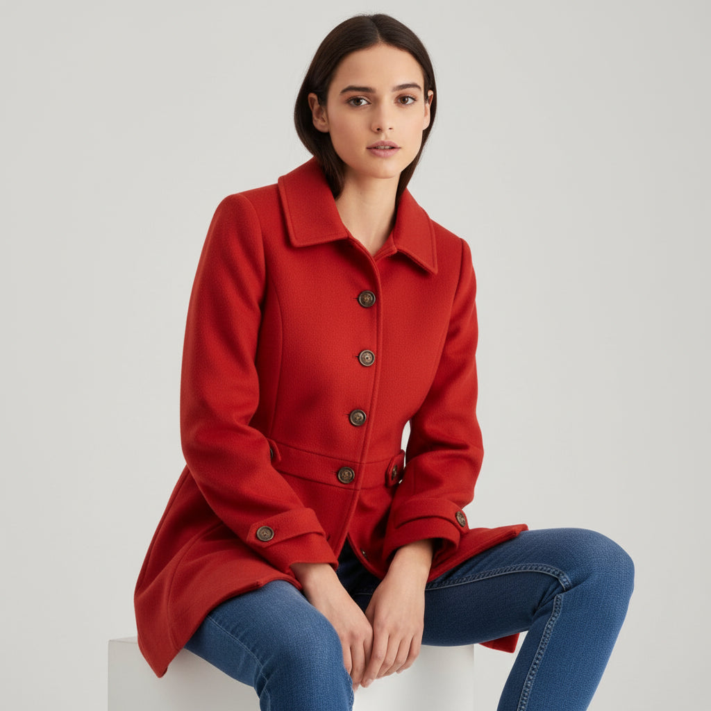Women’s Elegant Woolen Coat Single-Breasted Lapel Mid-Length Jacket-Bon Voyage Vintage