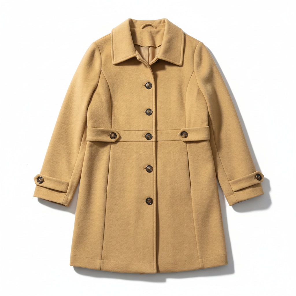 Women’s Elegant Woolen Coat Single-Breasted Lapel Mid-Length Jacket-Bon Voyage Vintage