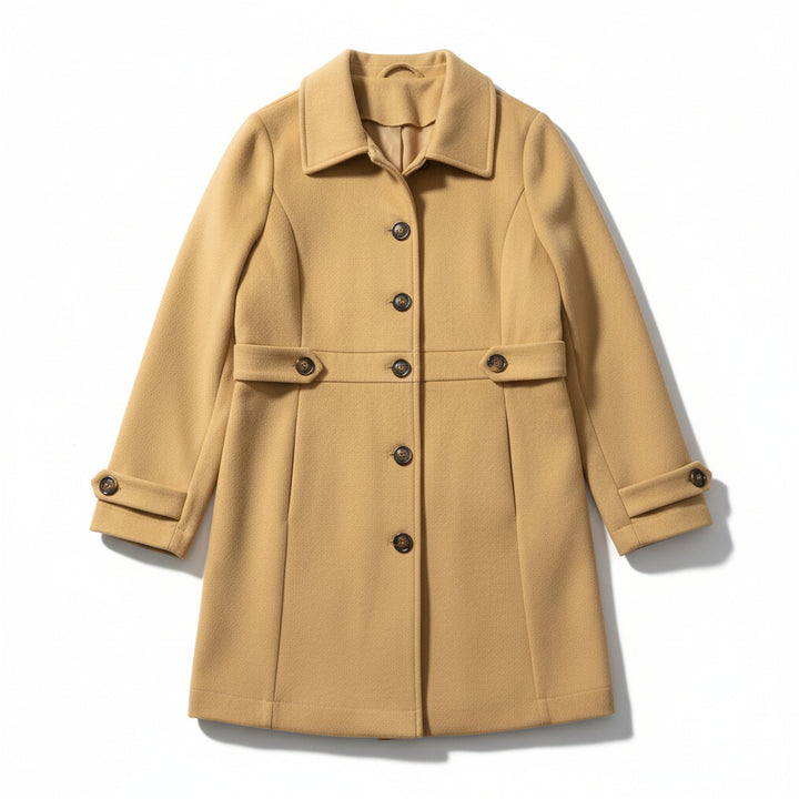 Women’s Elegant Woolen Coat Single-Breasted Lapel Mid-Length Jacket-Bon Voyage Vintage