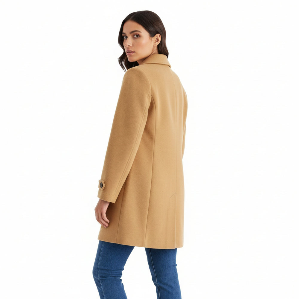 Women’s Elegant Woolen Coat Single-Breasted Lapel Mid-Length Jacket-Bon Voyage Vintage