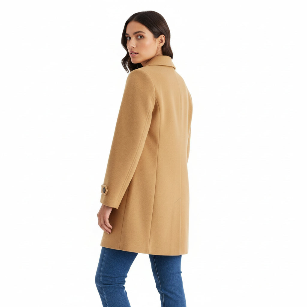 Women’s Elegant Woolen Coat Single-Breasted Lapel Mid-Length Jacket-Bon Voyage Vintage