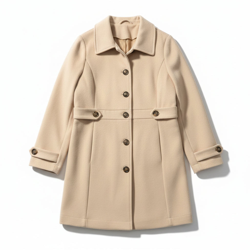Women’s Elegant Woolen Coat Single-Breasted Lapel Mid-Length Jacket-Bon Voyage Vintage