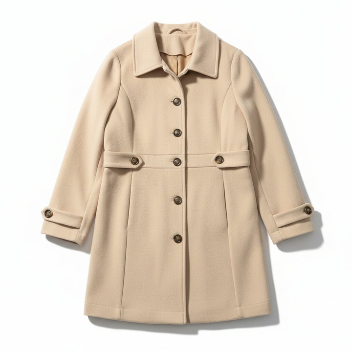 Women’s Elegant Woolen Coat Single-Breasted Lapel Mid-Length Jacket-Bon Voyage Vintage