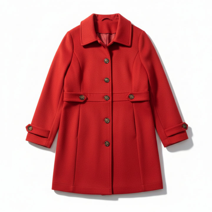 Women’s Elegant Woolen Coat Single-Breasted Lapel Mid-Length Jacket-Bon Voyage Vintage