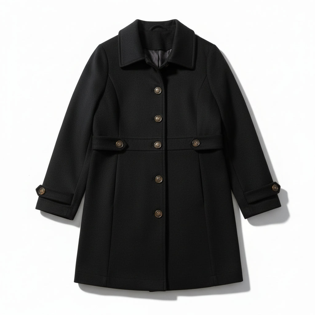 Women’s Elegant Woolen Coat Single-Breasted Lapel Mid-Length Jacket-Bon Voyage Vintage