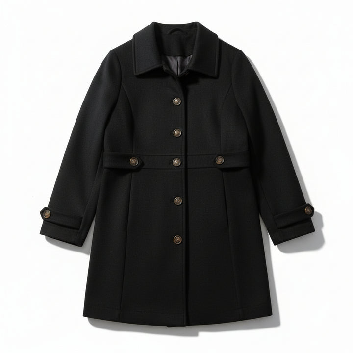 Women’s Elegant Woolen Coat Single-Breasted Lapel Mid-Length Jacket-Bon Voyage Vintage