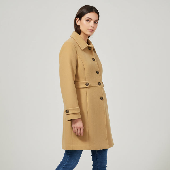Women’s Elegant Woolen Coat Single-Breasted Lapel Mid-Length Jacket-Bon Voyage Vintage