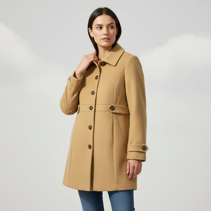 Women’s Elegant Woolen Coat Single-Breasted Lapel Mid-Length Jacket-Bon Voyage Vintage