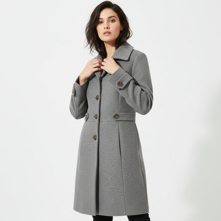 Women’s Elegant Woolen Coat Single-Breasted Lapel Mid-Length Jacket-Bon Voyage Vintage