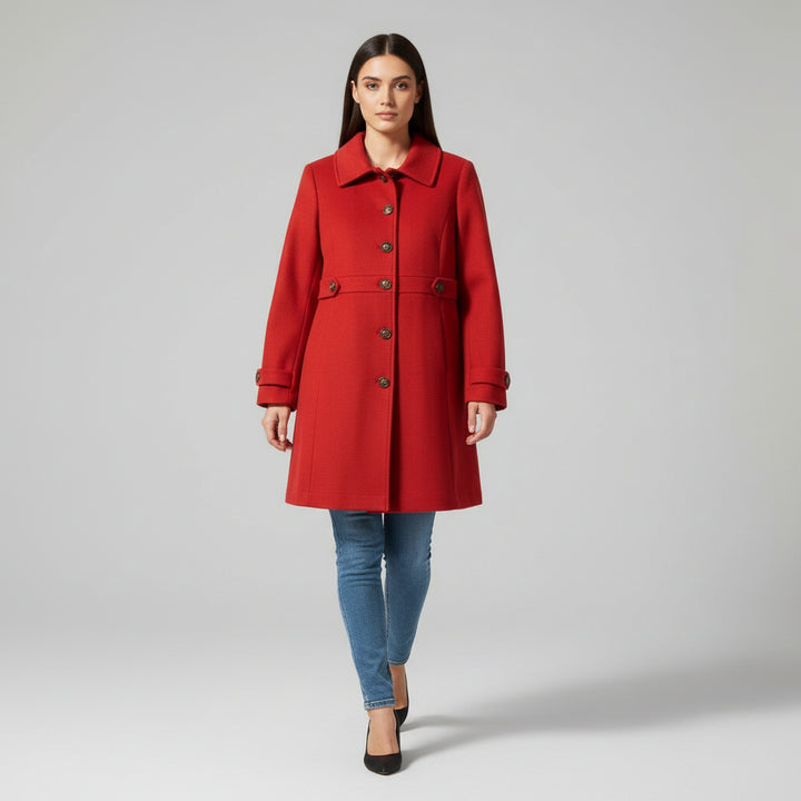 Women’s Elegant Woolen Coat Single-Breasted Lapel Mid-Length Jacket-Bon Voyage Vintage