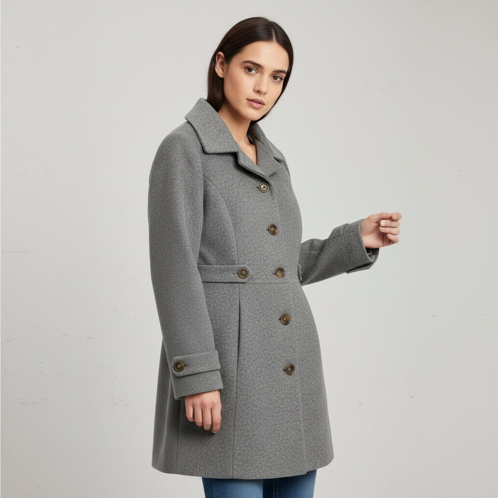 Women’s Elegant Woolen Coat Single-Breasted Lapel Mid-Length Jacket-Bon Voyage Vintage