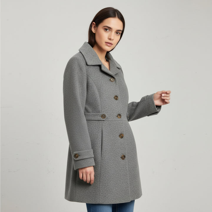 Women’s Elegant Woolen Coat Single-Breasted Lapel Mid-Length Jacket-Bon Voyage Vintage