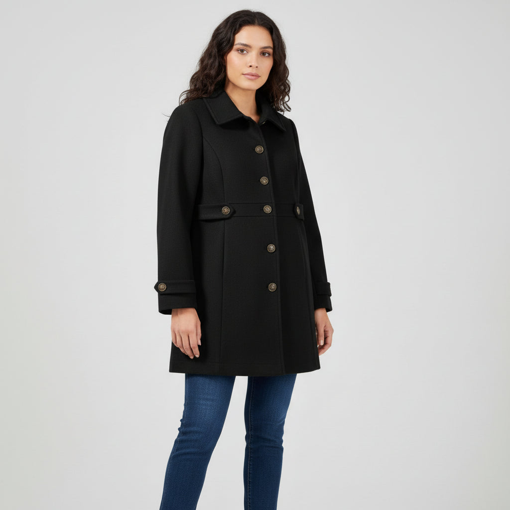 Women’s Elegant Woolen Coat Single-Breasted Lapel Mid-Length Jacket-Bon Voyage Vintage