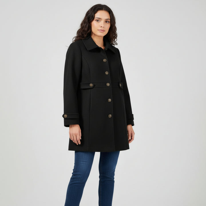 Women’s Elegant Woolen Coat Single-Breasted Lapel Mid-Length Jacket-Bon Voyage Vintage