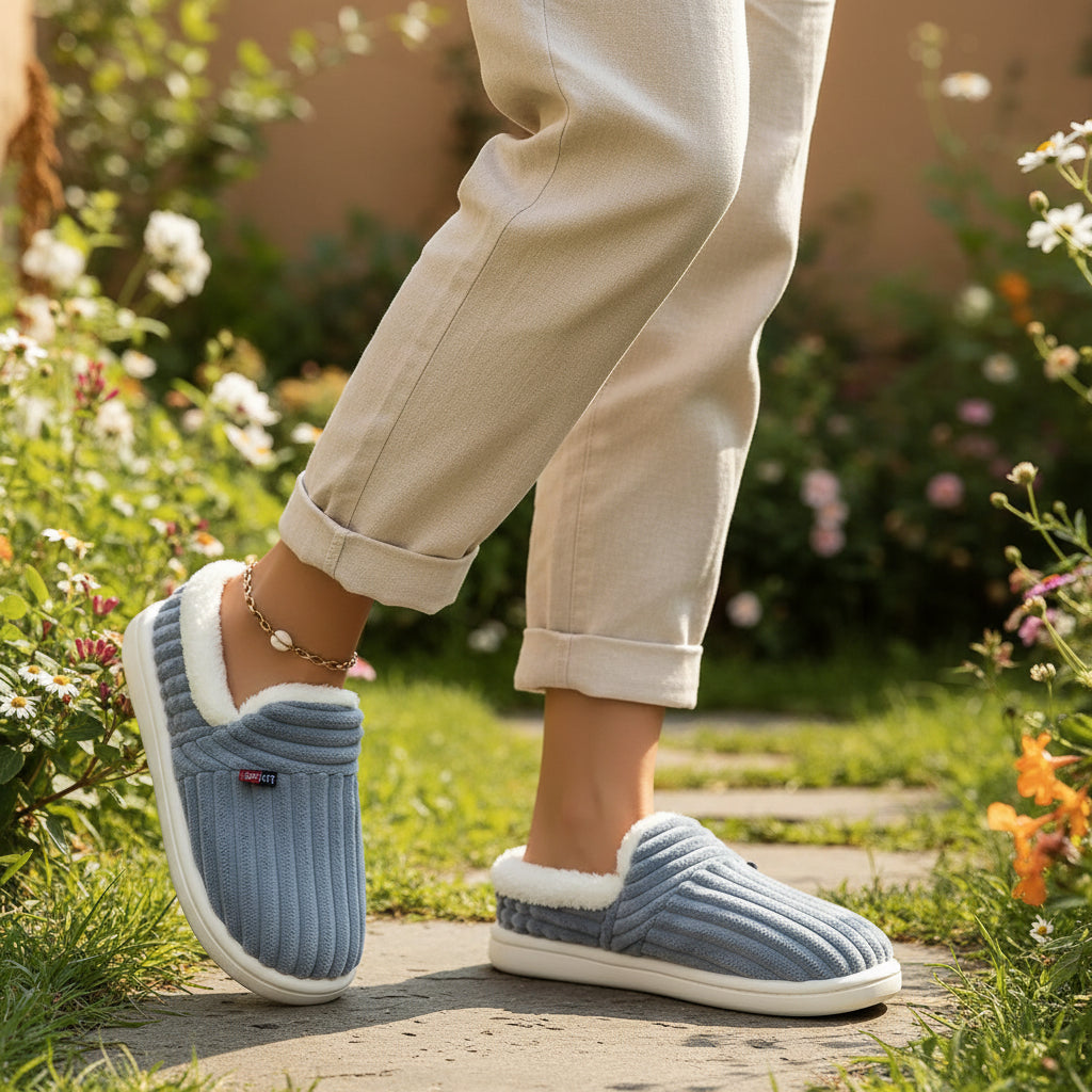 Women’s Fashion Fleece Slippers Non-Slip Plush Indoor and Outdoor Boots-Bon Voyage Vintage