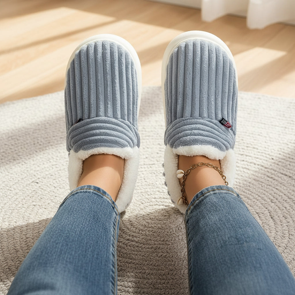 Women’s Fashion Fleece Slippers Non-Slip Plush Indoor and Outdoor Boots-Bon Voyage Vintage
