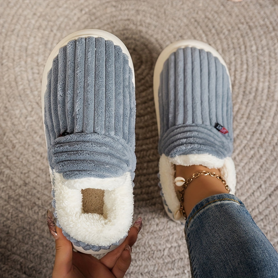 Women’s Fashion Fleece Slippers Non-Slip Plush Indoor and Outdoor Boots-Bon Voyage Vintage