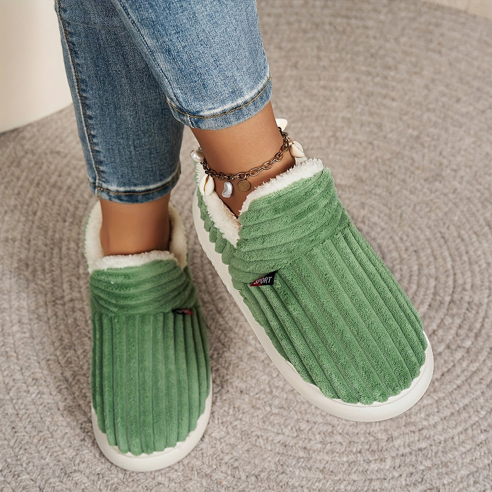 Women’s Fashion Fleece Slippers Non-Slip Plush Indoor and Outdoor Boots-Bon Voyage Vintage