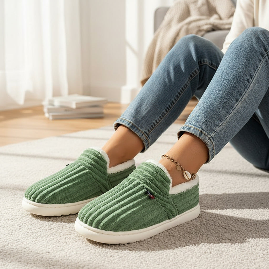 Women’s Fashion Fleece Slippers Non-Slip Plush Indoor and Outdoor Boots-Bon Voyage Vintage