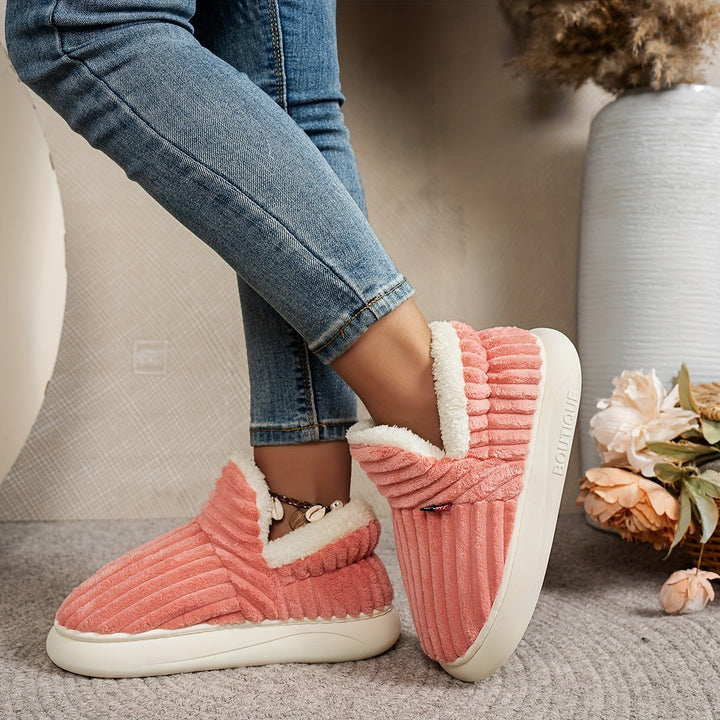 Women’s Fashion Fleece Slippers Non-Slip Plush Indoor and Outdoor Boots-Bon Voyage Vintage