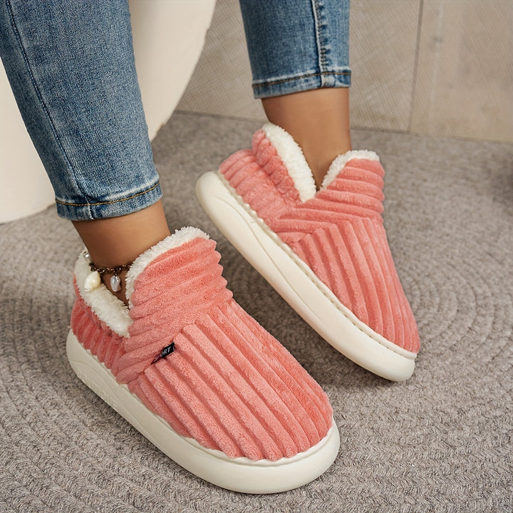 Women’s Fashion Fleece Slippers Non-Slip Plush Indoor and Outdoor Boots-Bon Voyage Vintage