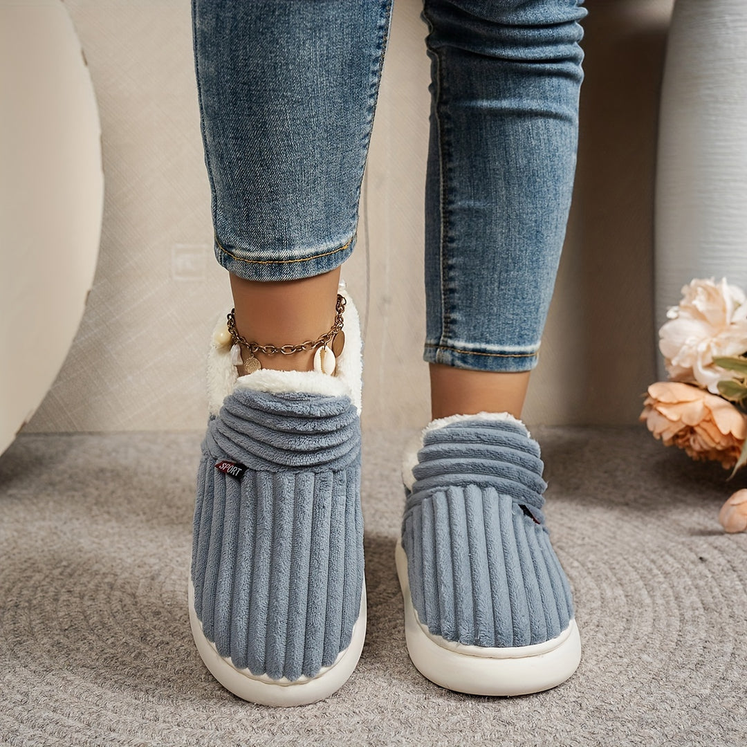 Women’s Fashion Fleece Slippers Non-Slip Plush Indoor and Outdoor Boots-Bon Voyage Vintage