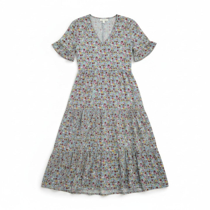 Women’s Floral Midi Dress Lightweight Autumn Casual Dress-Bon Voyage Vintage