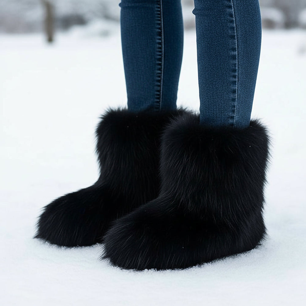 Women’s Fluffy Winter Boots-Bon Voyage Vintage