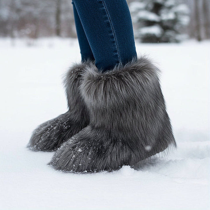 Women’s Fluffy Winter Boots-Bon Voyage Vintage