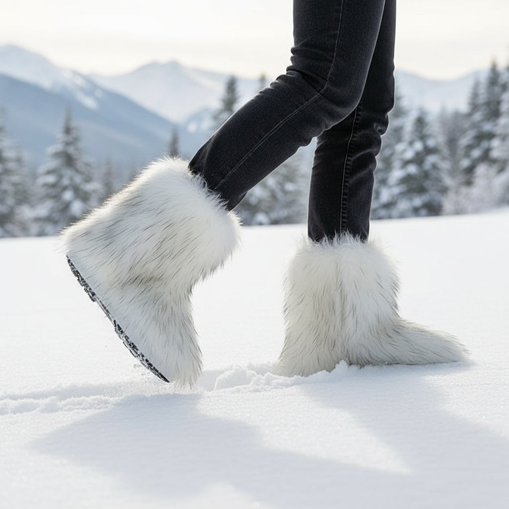 Women’s Fluffy Winter Boots-Bon Voyage Vintage