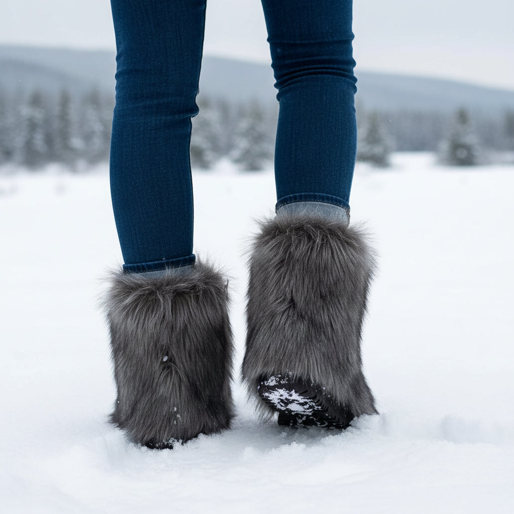 Women’s Fluffy Winter Boots-Bon Voyage Vintage